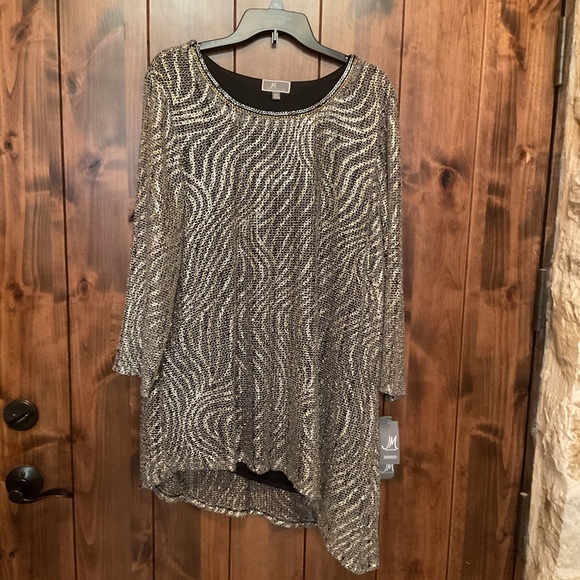 JM Collection Tops - JM Collection Shimmering Black and Silver and Gold Tunic